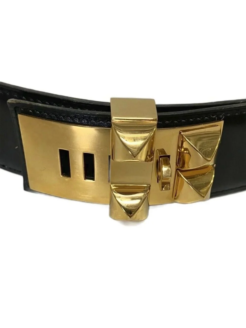 Hermes Archive Vintage Collier de Chien Belt Leather 65 Black